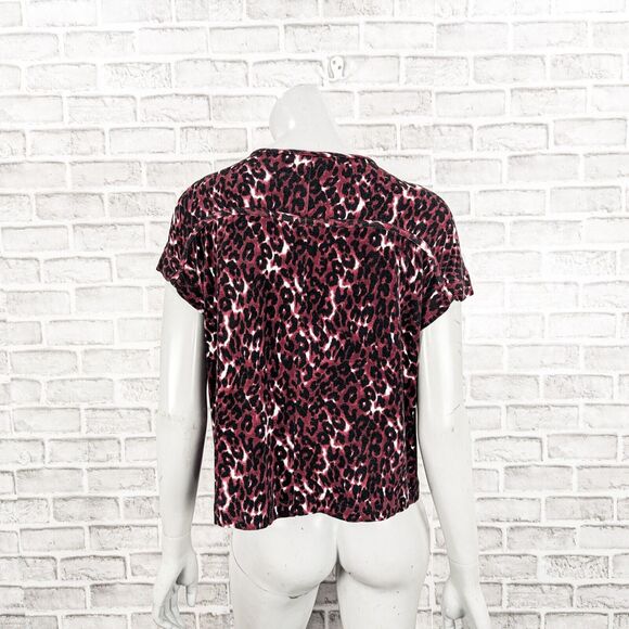 ST. JOHN Women's Short Sleeve Leopard Print Blouse size Medium - Picture 4 of 7